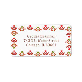 Folklorekunst Blumenborder Niedlich gemütlich Rust Adressaufkleber