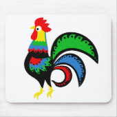 Folklorekunst farbenfroh Rooster/Hähnchen/Geflügel Mousepad (Vorne)