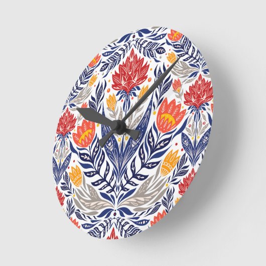 Folkloremuster Runde Wanduhr (Winkel)