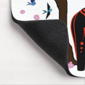 Folkloreschwarz/rot Dalapferd, Folk Bird/Blume Mousepad (Ecke)