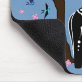 Folkloreschwarz/weiß Dalapferd, Folk Bird/Blume Mousepad (Ecke)