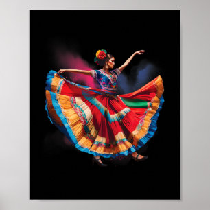 Folklorico Frauen tanzen mexikanisches Erbe Folk D Poster
