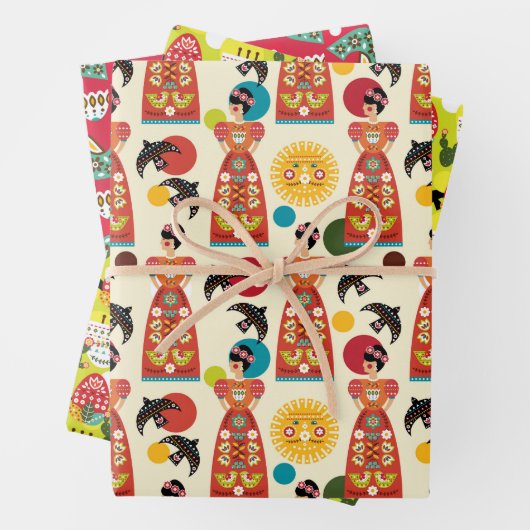 Folklorico Muster Set B Geschenkpapier Set (Beispiel)