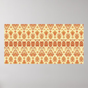 Folklorischer Batik Vintage Ornament. Ethnic Flora Poster