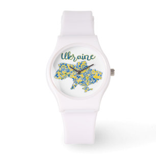 Folklorisches Muster und ukrainische Typografie Armbanduhr