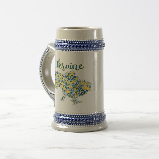 Folklorisches Muster und ukrainische Typografie Bierglas (Vorderseite Links)