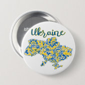 Folklorisches Muster und ukrainische Typografie Button (Vorne & Hinten)