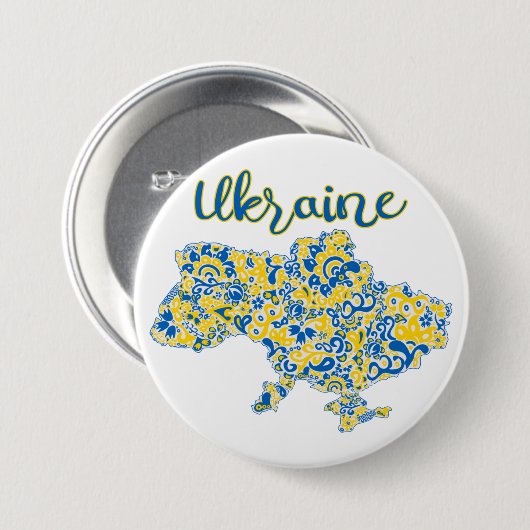 Folklorisches Muster und ukrainische Typografie Button (Vorne & Hinten)