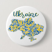 Folklorisches Muster und ukrainische Typografie Button (Vorderseite)