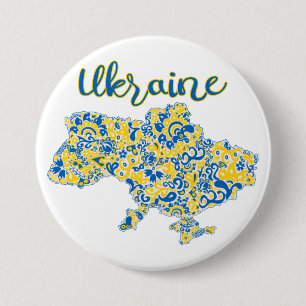 Folklorisches Muster und ukrainische Typografie Button