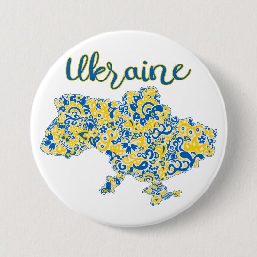Folklorisches Muster und ukrainische Typografie Button (Vorderseite)