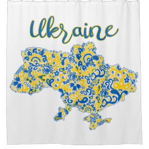 Folklorisches Muster und ukrainische Typografie Duschvorhang