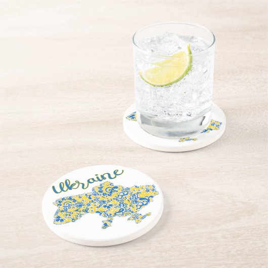 Folklorisches Muster und ukrainische Typografie Getränkeuntersetzer (Seite)