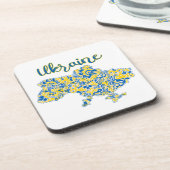 Folklorisches Muster und ukrainische Typografie Getränkeuntersetzer (Linke Seite)