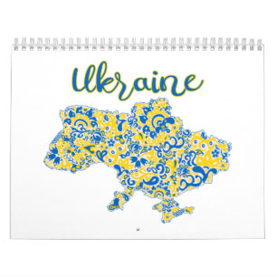 Folklorisches Muster und ukrainische Typografie Kalender