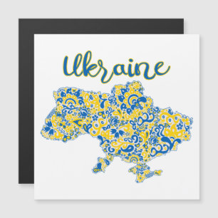 Folklorisches Muster und ukrainische Typografie Magnetkarte