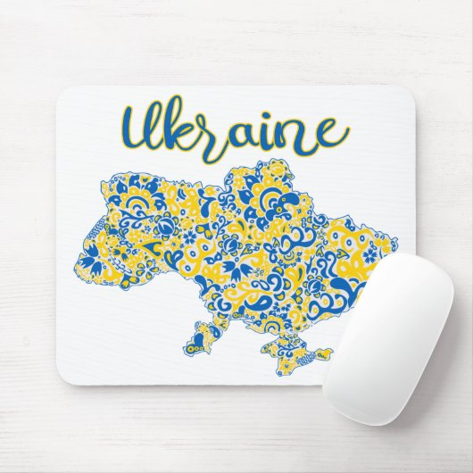 Folklorisches Muster und ukrainische Typografie Mousepad (Mit Mouse)