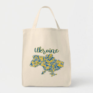 Folklorisches Muster und ukrainische Typografie Tragetasche