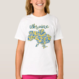 Folklorisches Muster und ukrainischer typografisch T-Shirt