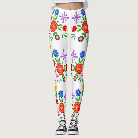 Folkloristische Blume Leggings (Vorderseite)