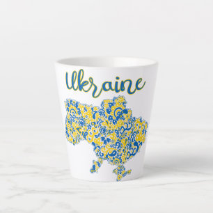 Folkloristisches Muster und ukrainische Typographi Milchtasse