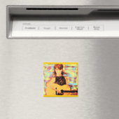 Folksängerin (gelb braun) magnet (In Situ (Geschirrspüler))
