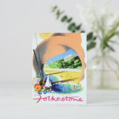 Folkstone Vintage Werbeplakat Postkarte (Stehend Vorderseite)