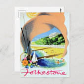 Folkstone Vintage Werbeplakat Postkarte (Vorne/Hinten)