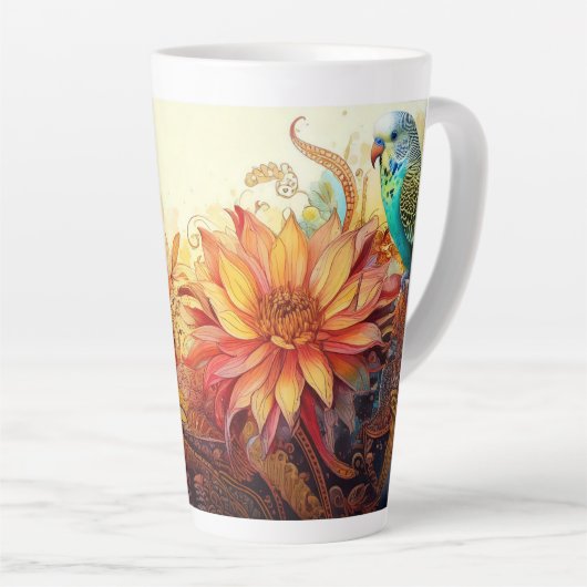 Folksy Blue Parakeets mit Paisley und Blume Milchtasse (Rechte Ecke)