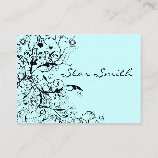 Folksy Boho Wirbel Birds & Blume Bloral Visitenkarte (Rückseite)