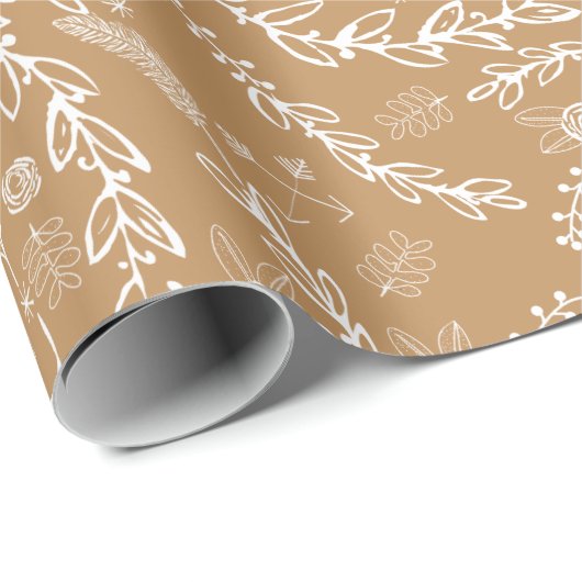 Folksy Caramel Boho Fern Pattern Geschenkpapier (Rolleneckpunkt)