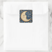 Folksy Celestial Moon Quadratischer Aufkleber (Tasche)