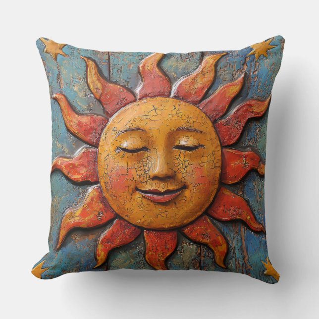 Folksy Celestial Sun Kissen (Vorderseite)