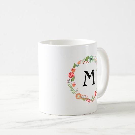 Folksy Floral mit Monogramm Kaffeetasse (VorderseiteRechts)