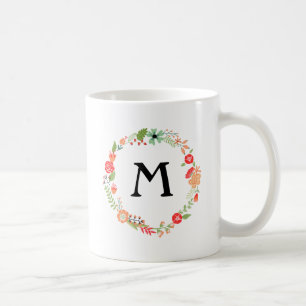 Folksy Floral mit Monogramm Kaffeetasse