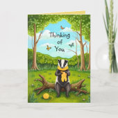 Folksy Forest Badger Crochet Sock Denken Sie an Si Karte (Vorderseite)