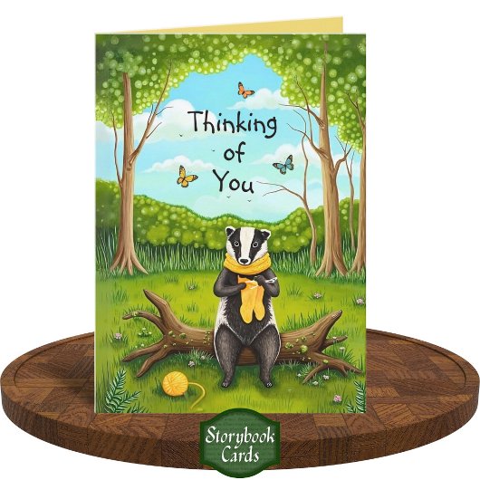 Folksy Forest Badger Crochet Sock Denken Sie an Si Karte