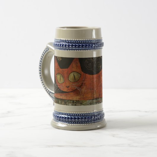 Folksy Orange Cat Bierglas (Vorderseite Links)