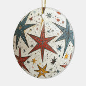 Folksy Stars Weihnachtsdekoration Keramik Ornament (Links)