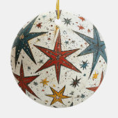 Folksy Stars Weihnachtsdekoration Keramik Ornament (Hinten)