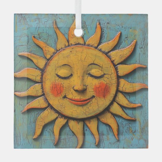 Folksy Sun Ornament Aus Glas (Vorderseite)