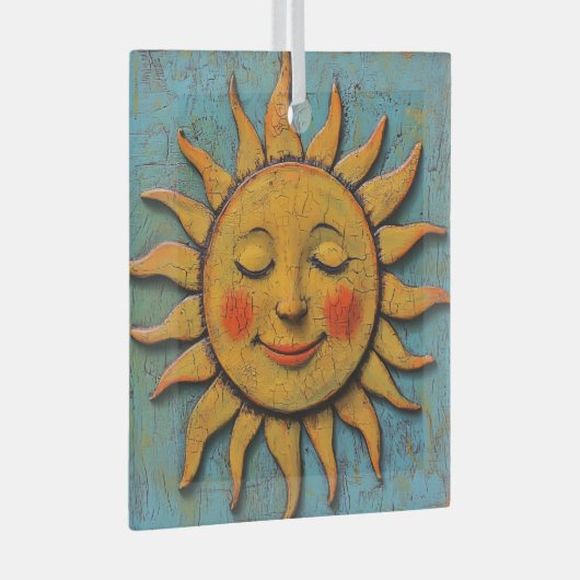 Folksy Sun Ornament Aus Glas (Vorderseite Rechts)