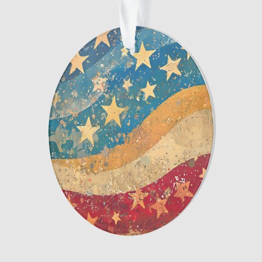 Folksy US Flagge Ornament (Vorderseite)