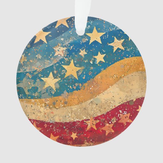Folksy US Flagge Ornament (Vorderseite)