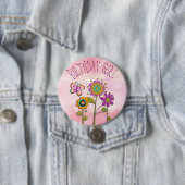 Folksy Whimsical Floral Birthday Girl Button (Beispiel)