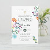 Folksy Wildblume Heilige Kommune Einladung Wasserf (Stehend Vorderseite)