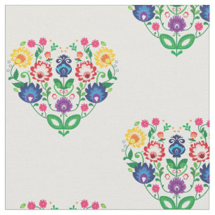 Folktische Blume - herzförmige Zusammensetzung Stoff