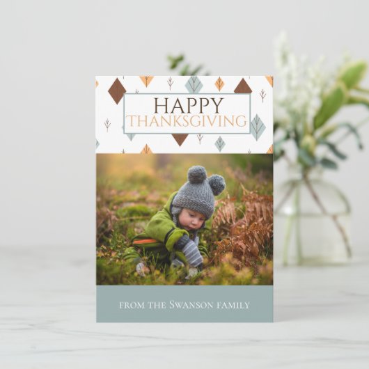 Folky Fall Foto Feiertagskarte (Stehend Vorderseite)