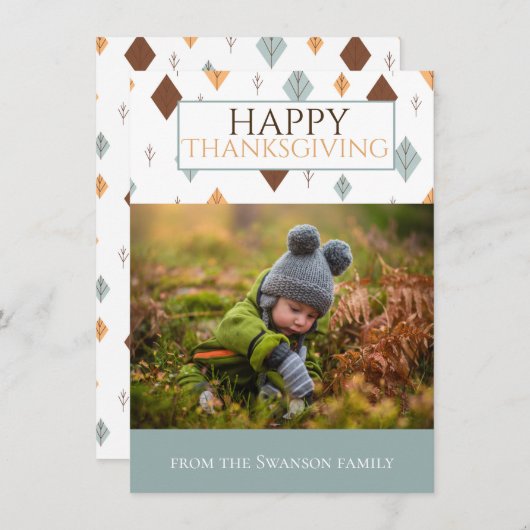 Folky Fall Foto Feiertagskarte (Vorne/Hinten)