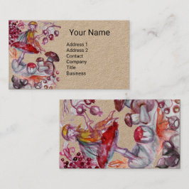 FOLLET VON MUSHROOMS Red White Floral Fantasy Kraf Visitenkarte